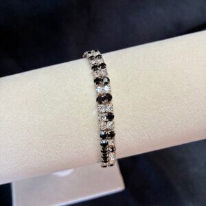 Bracelet - black and diamond rhinestones on stretch band.